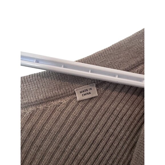 All Saints taupe Keld Olivo oversized V-neck asymmetrical sweater size L - Picture 14 of 14